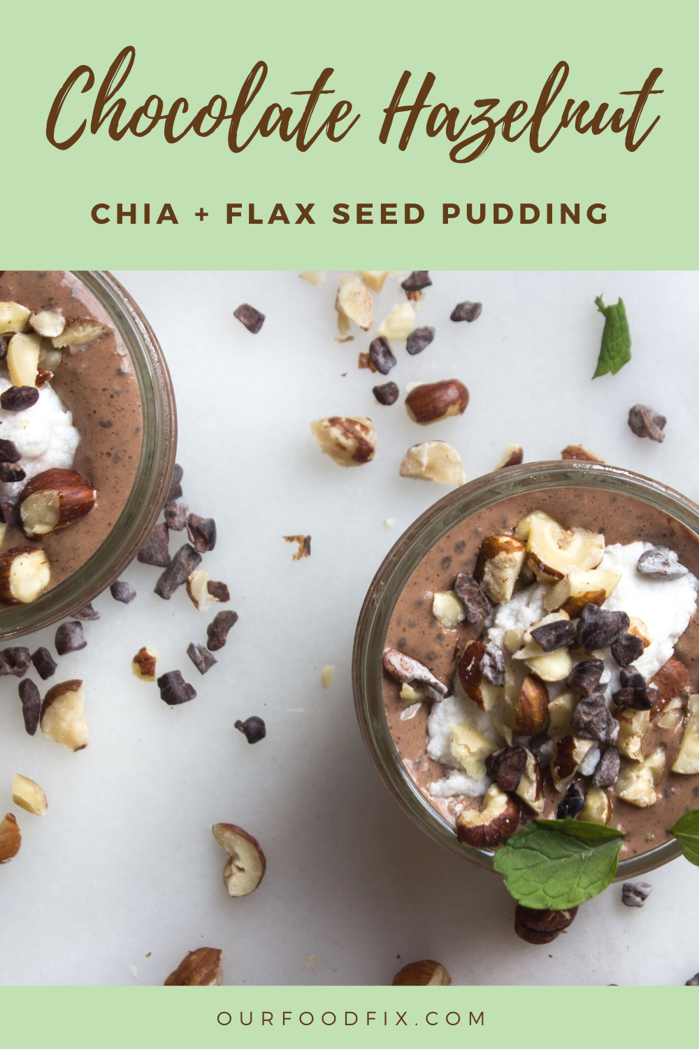 Enjoy the delectable combination of chocolate + hazelnut any time of day, thanks to a few simple healthy ingredients in this satisfying snack. #PaleoRecipes #ChiaSeedPudding #PlantBased | Paleo recipes | Paleo snack | Paleo treat | Chocolate Hazelnut | Chia Seed Pudding | Make ahead recipe | Keto recipe | Vegan recipe | Chocolate recipe | Easy recipe | Superfoods
