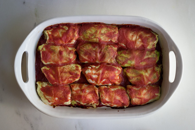 Cabbage Roll topped with Sauce