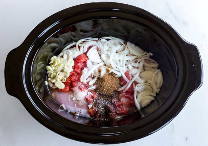 Mexican Chicken Ingredients in a Slow Cooker