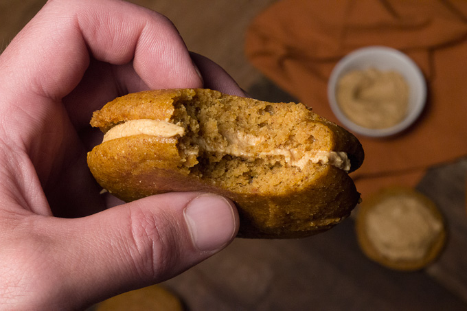 Pumpkin Whoopie Pies with Spiced Maple Cream with a Bite