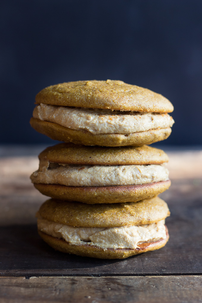 Three Pumpkin Whoopie Pies with Spiced Maple Cream